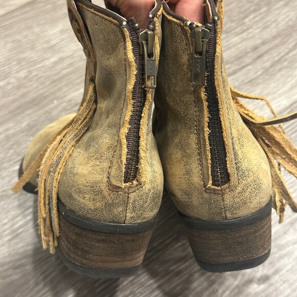 Very Volatile Lookout Fringe Bootie Tan Leather Western Ankle Boots Sz 8.5 Boho - Picture 4 of 9